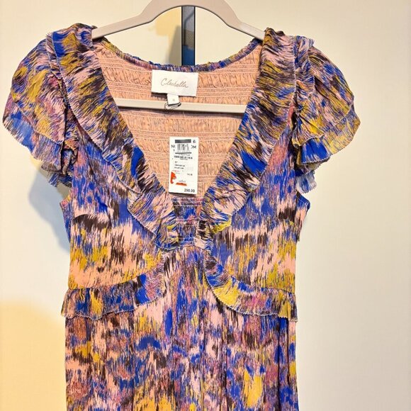 Cleobella Helene Azucar Print Ruffle Flutter Sleeve Smocked Maxi Dress - Picture 7 of 14